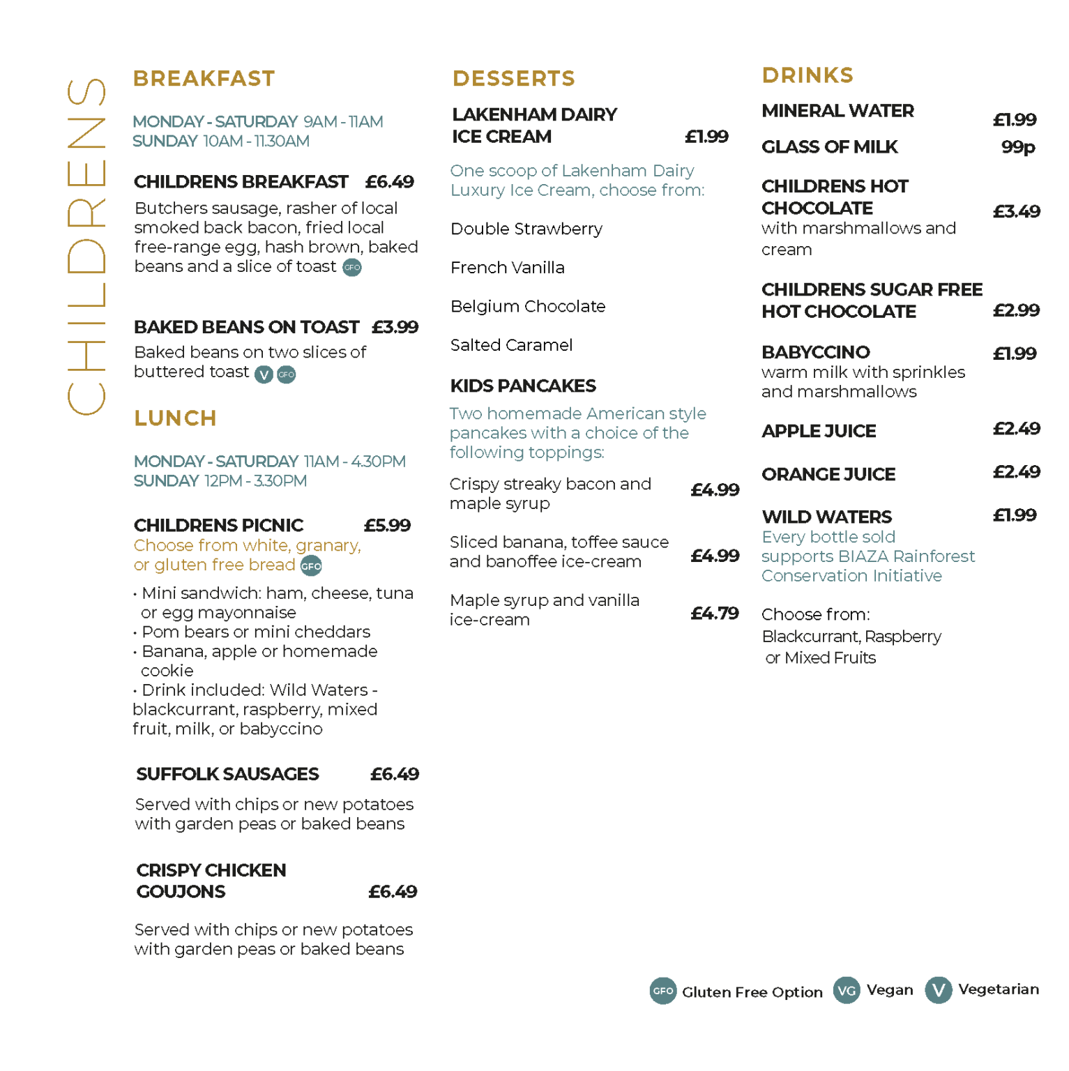 Our Menu Thetford Garden Centre