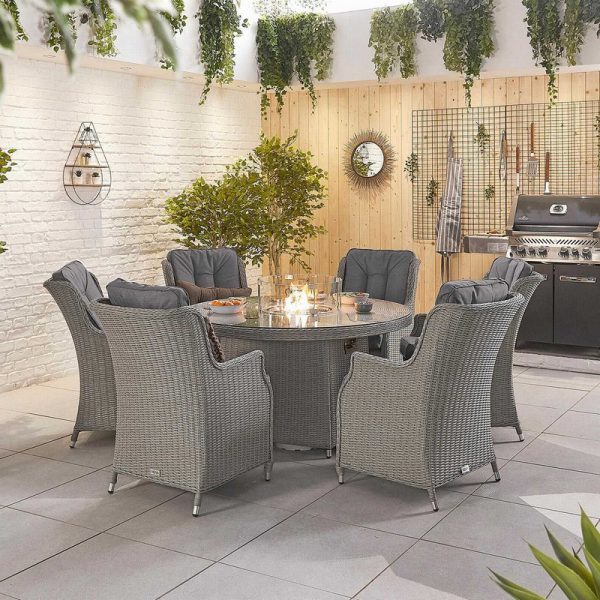N17275-gallery-01.jpg Nova - Thalia 6 Seater Firepit Set - White Wash - Image 1