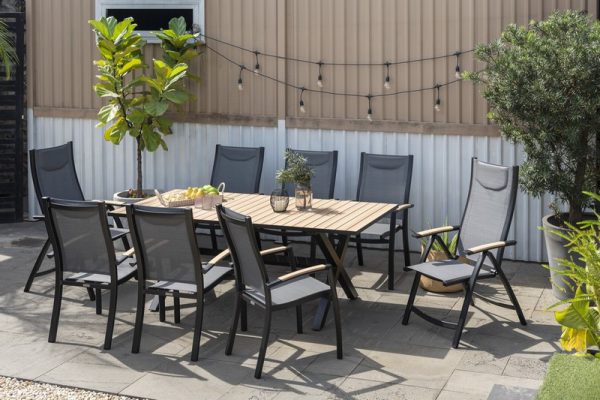 Panama 8 seat stacking armchair, cross leg.jpg Panama 8 Seater Dining Set - Image 1