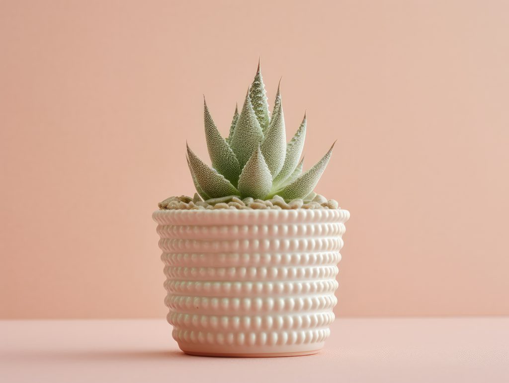 aloe vera plant infront of a pastel background