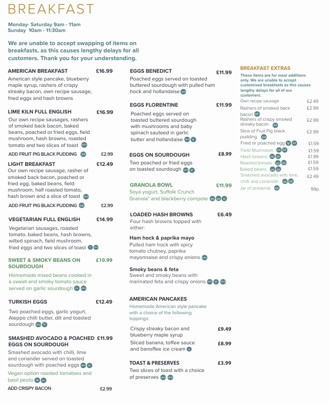 Breakfast web Breakfast menu