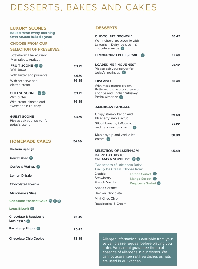 Cakes web Desserts & Cake menu
