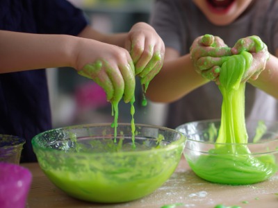 Children playing with slime