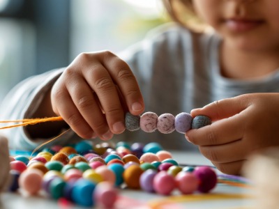 Child playing with beads