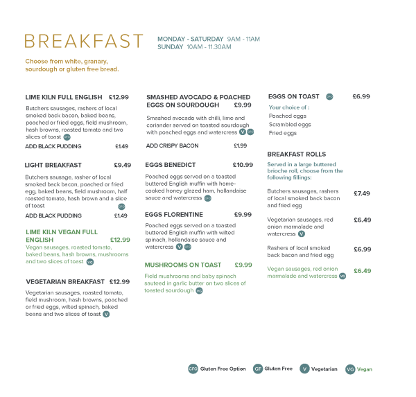 Our Menu Thetford Garden Centre